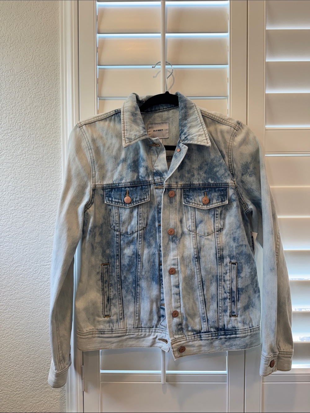 Old Navy Two-Tone Bleached Denim Jacket - Light and Dark Blue